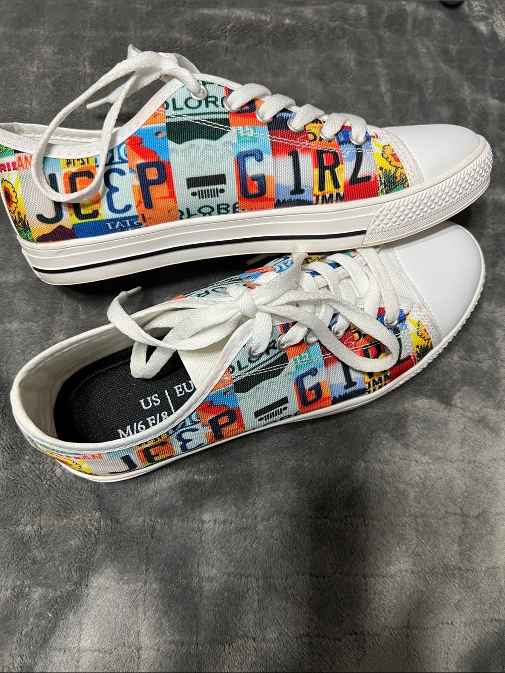 Jeep Women's Multicolor Graphic Canvas Sneakers with White Trim